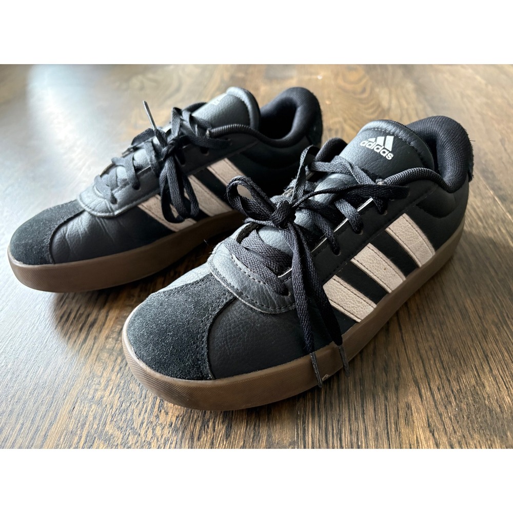 Adidas VL Court 3.0 Black White Gum Kids Sneakers IE3630 Size 4.5Y